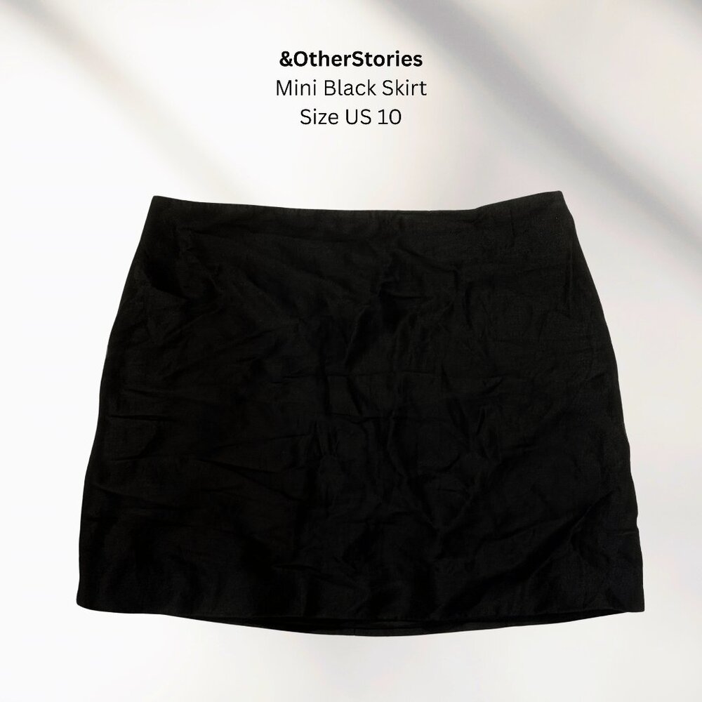 &OtherStories Black Suede Mini Skirt Size US 10 - A-Line Short Skirt